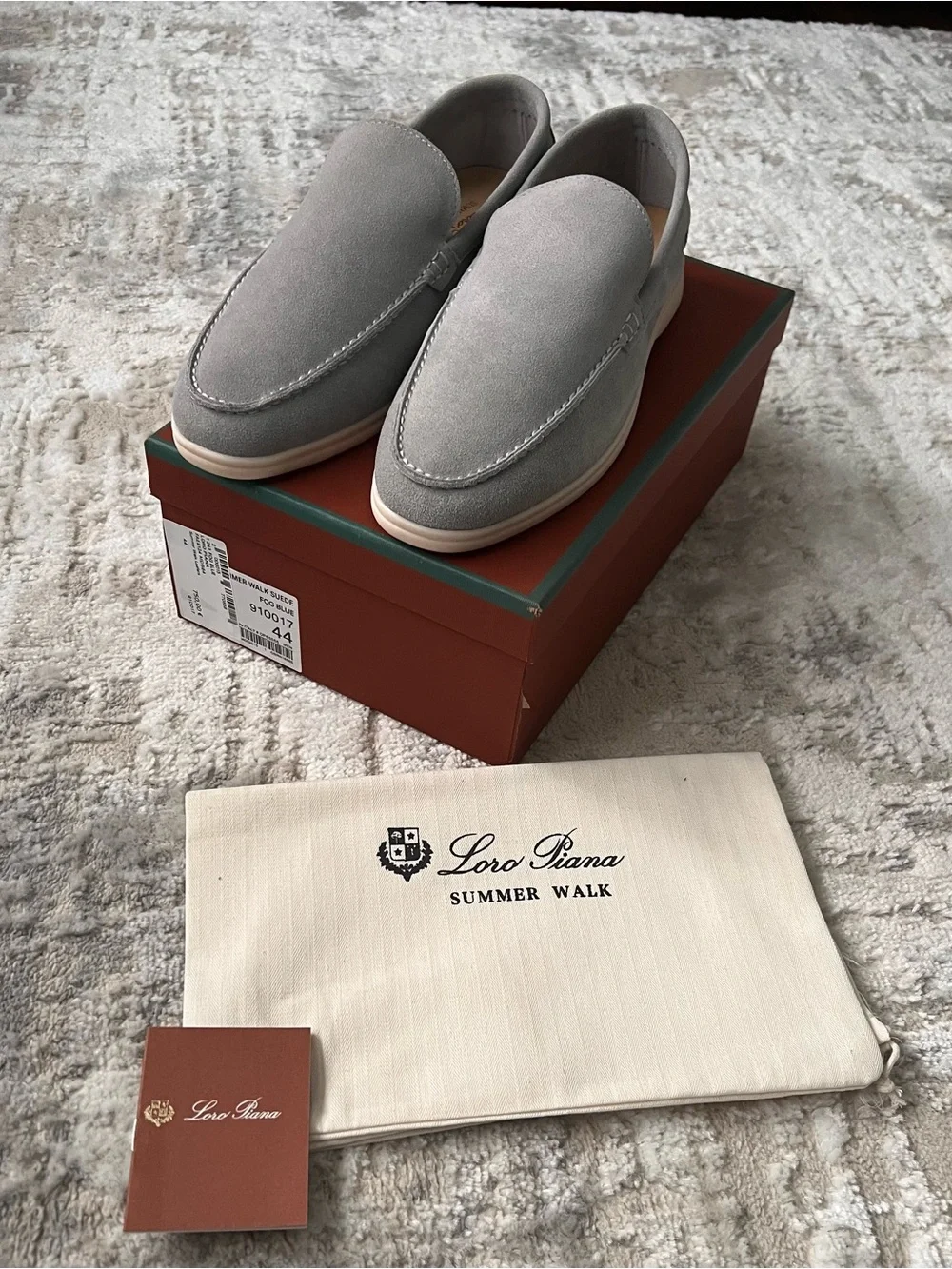 Loro Piana Light Grey Suede Slip-On Loafers